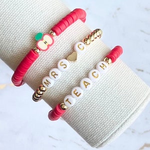 Teacher Bracelet gift Custom name Personalized Back to School Teacher Gift Kids gift Women gift for teacher first day of school gift