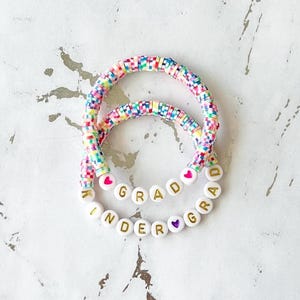 Kindergarten graduation bracelet preschool graduation bracelet confetti heishi beaded bracelet for kids kinder grad bracelet pre-K bracelet