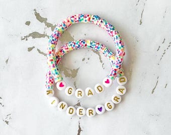 Kindergarten graduation bracelet preschool graduation bracelet confetti heishi beaded bracelet for kids kinder grad bracelet pre-K bracelet
