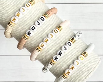 WWJD heishi bracelet for women wwjd bracelet for teens Christian bracelet what would Jesus do bracelet Christian gift religious bracelet