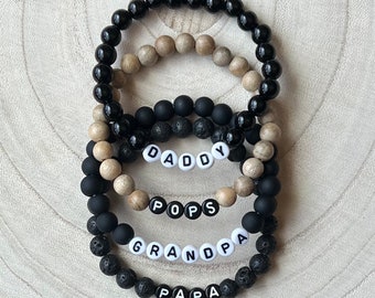 Men’s beaded bracelet gift for him fathers day mens bracelet gift for dad gift for papa personalized bracelet for dads and grandpas