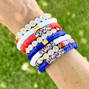 Patriotic bracelets for her 4th of July fun beaded bracelets holiday American bracelets Red White and Blue Independence Day bracelets Bild 1