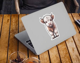 The Big Moo Sticker -  Cute Cow Sticker, Highland Cow Sticker, Sticker, Cow Laptop Decals, Cow Tumbler Stickers, Cow Water Bottle Sticker