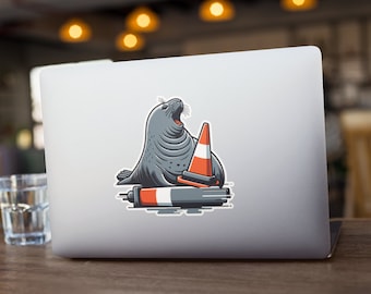 Neil The Seal Sticker - WaterProof Vinyl Satin, Elephant Seal Sticker, Neil, Mischievous, Fun Sticker, Smile, seal sticker, Tasmania