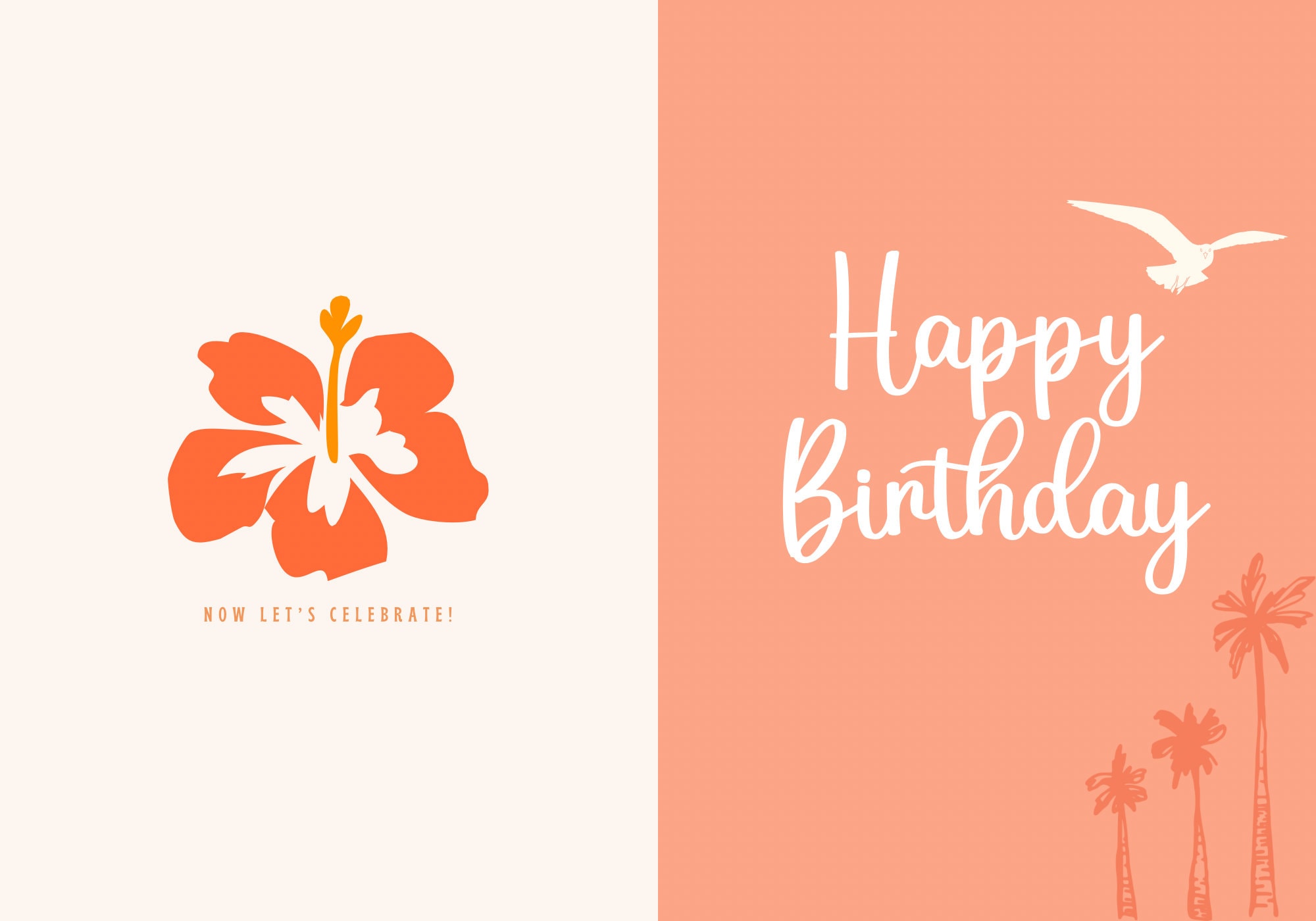 Printable, Foldable Beach Themed, Hawaiian, Happy Birthday Card - Etsy