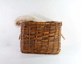 Vintage Wicker Basket with Handles | Floor Storage/Planter