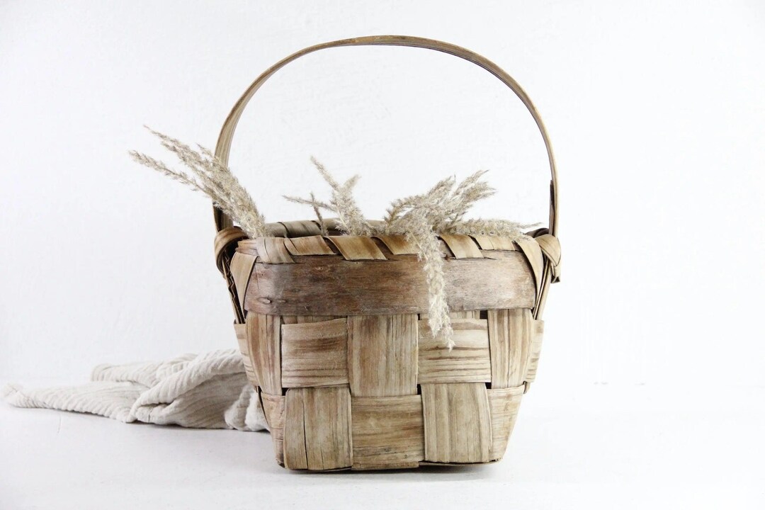 Primitive Basket | Antique Splint Gathering Basket - Etsy
