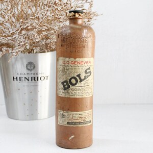 Antique Stoneware Bottle | 19th C. Amsterdam W/Label