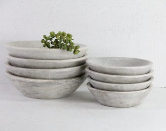 Carved Marble Bowl | Vintage Honed Stone Catchall Dish