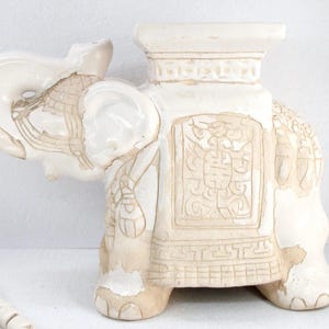 Vintage Elephant Plant Stand | White Ceramic Garden Stool
