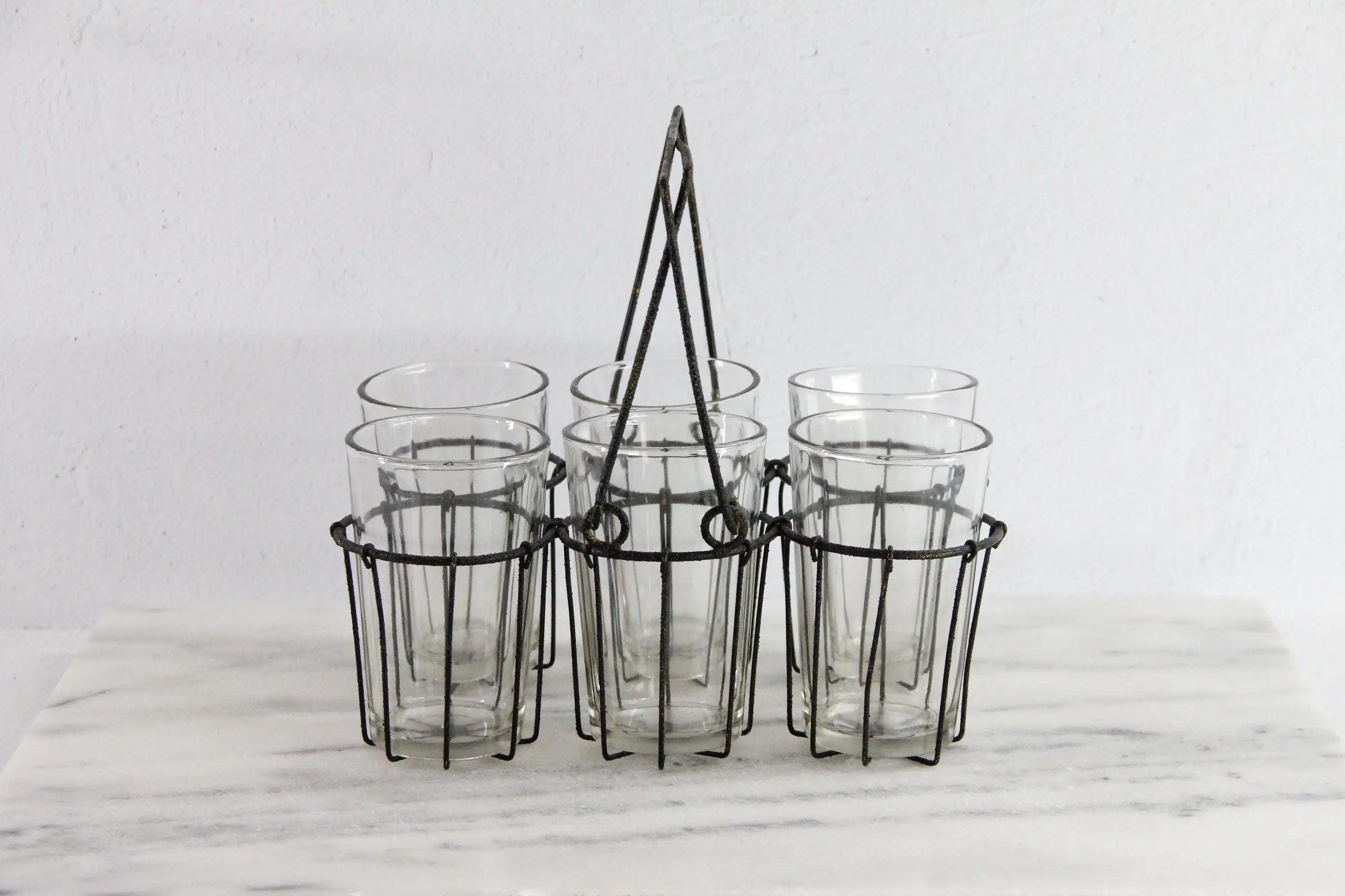 Vintage Glassware With Carrier - Etsy