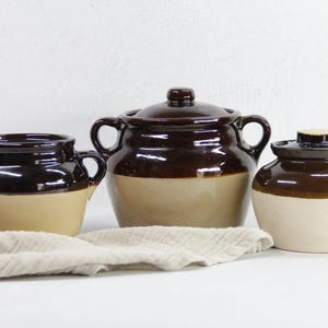 Assorted Vintage Brown Dipped Bean Pots | USA Stoneware Crocks