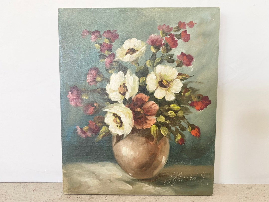 Vintage Floral Still Life Painting | Canvas - Etsy