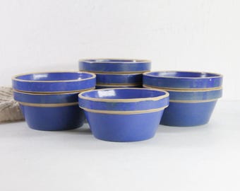 Vintage Stoneware Bowl | Clay City Pottery Blue 5"