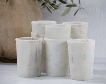White Marble Vessel Cup | Hand Carved Jar/Vase