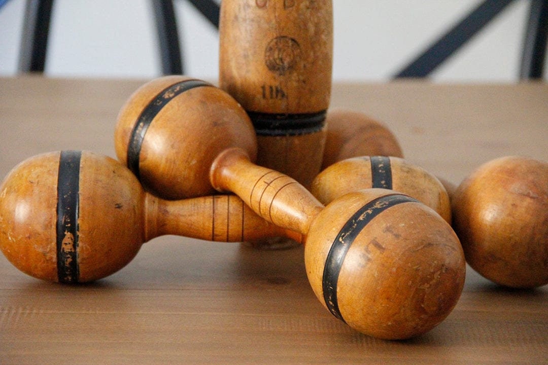 Antique Wood Dumbbells