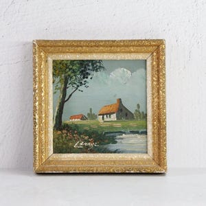 Vintage Oil Painting on Panel | Provence Farmhouse Signed