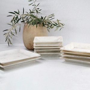 White Marble Tray | Hand Carved Assorted