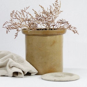 Antique Stoneware Crock | Rustic Crock With Lid