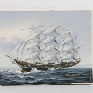 Vintage Ship Painting | Sailing Clipper Ship Wall Decor