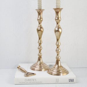 Vintage Brass Candle Holders | Tall Candlestick Pair