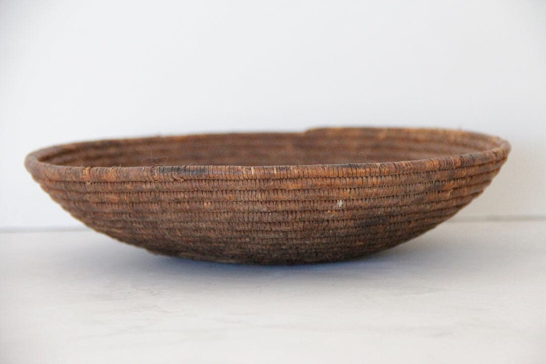 Antique Hand Woven Bowl Woven Grass Basket Etsy