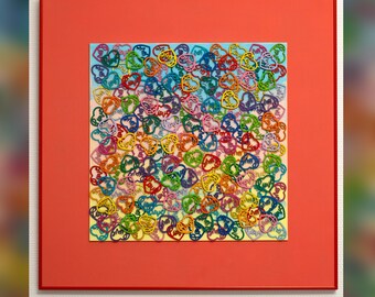 Hand-Painted Wooden Hearts 3D Wall Art | Colorful Love Collage