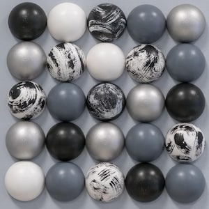 Modern 3D Wooden Hemisphere Wall Sculpture | Black, White, Silver & Gray |Minimalist Abstract Art