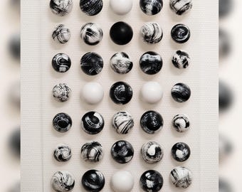 3D-bolkunst aan de muur | Abstracte zwart-witte acrylsculptuur