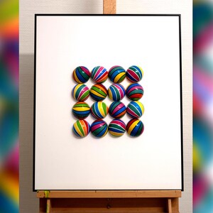 Hand-Painted Wooden Dome Wall Art | 3D Geometric Sculpture