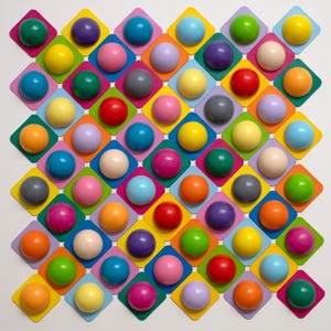 Handmade 3D Wooden Wall Sculpture – Colorful Geometric Art for Home & Office – Unique Handmade Deco - Living Room Decor