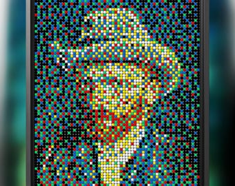 Van Gogh Porträt Kunst | Geometrische Holzkunst | 3D-Skulptur Kunst | Holz Halbkugeln Kunst | Geometrische Holzwandkunst