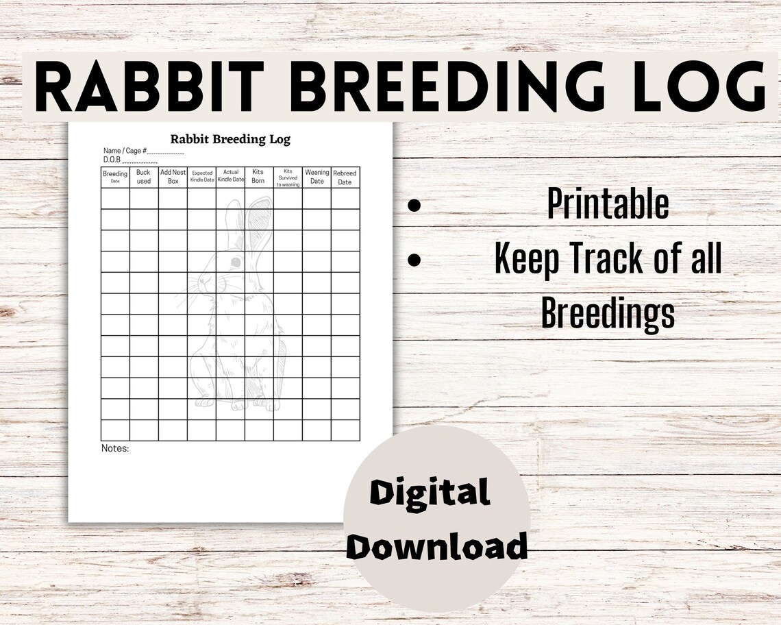Rabbit Breeding Log for Your Homestead Etsy