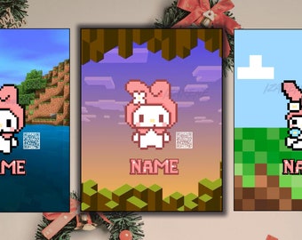 Minecraft Inspired Melo Pixel Postercard I CUSTOM NAME