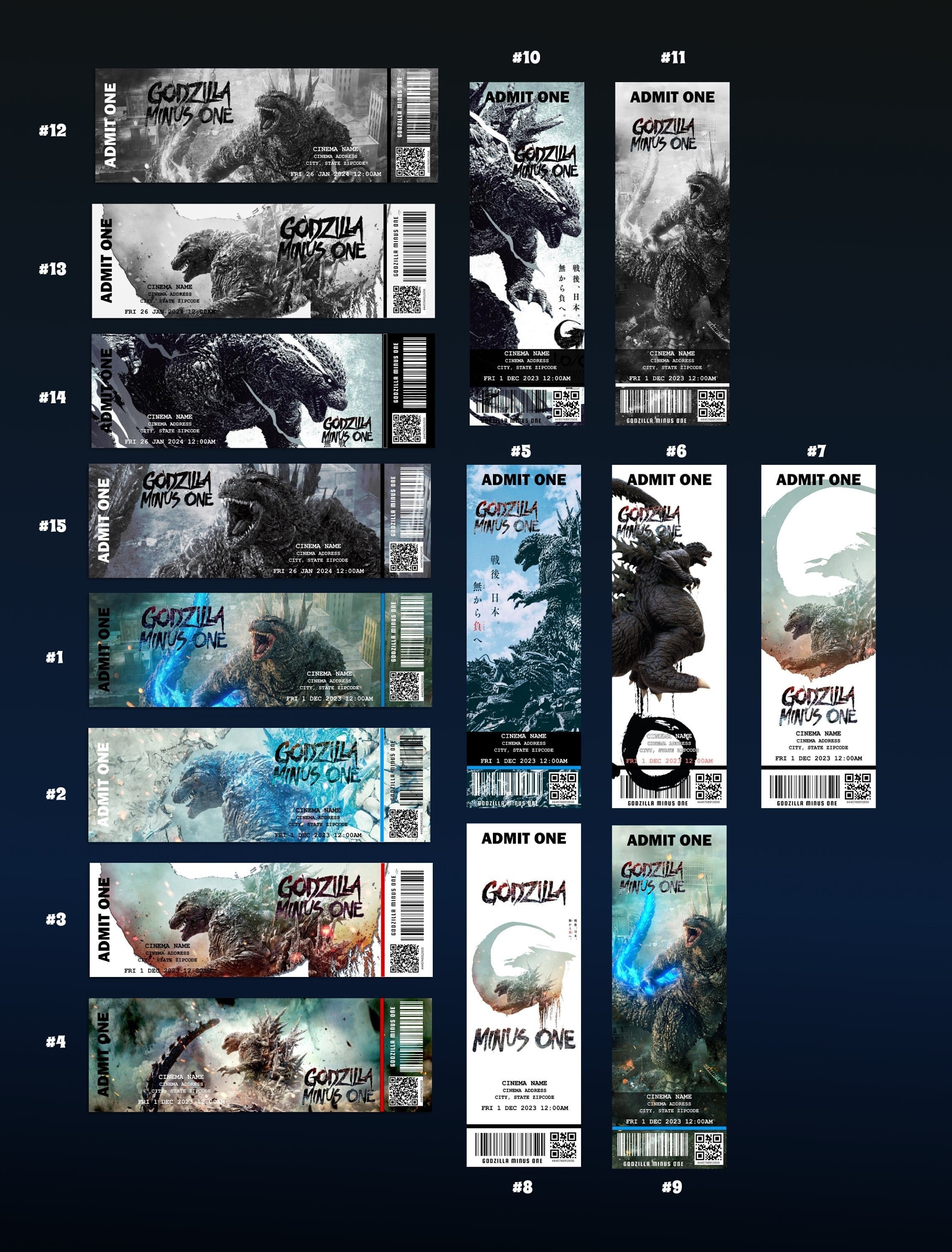 GODZILLA: MINUS ONE Movie Tickets Limited Edition I Customizable - Etsy