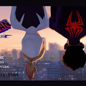 May include: A movie ticket for Spider-Man: Across the Spider-Verse. The ticket is red and black with a barcode and a QR code. The ticket says "#7 Admit One" and "Sat 3 Jun 2023 11:20AM".