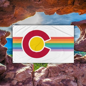 Colorado State Rainbow Pride Flag WHITE