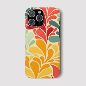 Retro Colorful Abstract iPhone Case for iPhone 16 15 14 13 Pro Max Plus | Vintage Groovy MagSafe Cover with Bold Boho Geometric Design