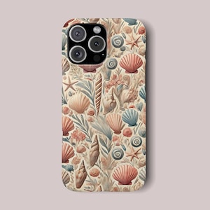 Seashell Beach iPhone Case for 16 15 14 13 Pro, Pro Max, Plus, Mini | Vintage Ocean Coastal Phone Case | Summer Nautical Gift