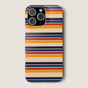 Retro Striped iPhone Case | Colorful Vintage Aesthetic Phone Cover for iPhone 16 15 14 13 Pro Max Plus | MagSafe Compatible