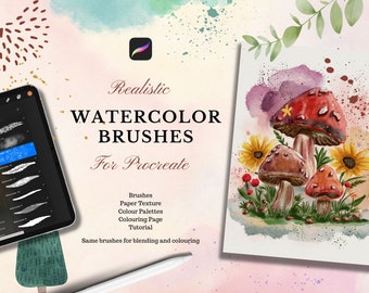 Realistic Watercolor Brushes for PROCREATE + TUTORIAL