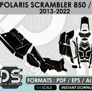 Polaris Scrambler 850 1000 2013 - 2022 kit vector templates for custom quad sticker graphic kit / eps / ai / svg / pdf / png