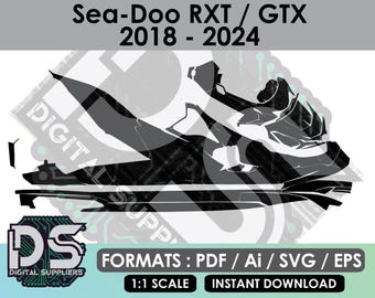 Plantillas vectoriales Sea-Doo RXT y GTX 2018 a 2026 para kit gráfico de pegatinas personalizadas para motos acuáticas / eps / ai / svg / pdf