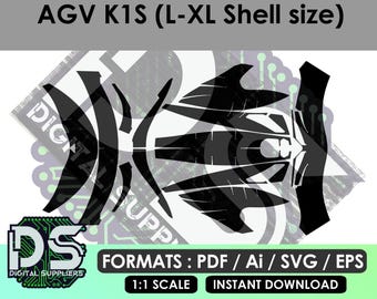 AGV K1S L-XL Muschel Größe Vektor Vorlagen für individuelles Sticker Grafik Kit / eps / ai / svg / pdf