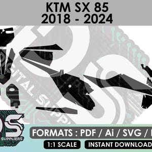 KTM SX 85 2018-2024 vektormallar för anpassat motocross-klistermärkesgrafikkit / eps / ai / svg / pdf