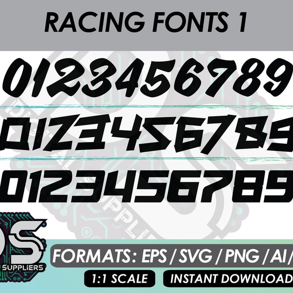 Race numbers pack 1 | quad motocross racing jersey numbers / eps / ai / svg / pdf / png