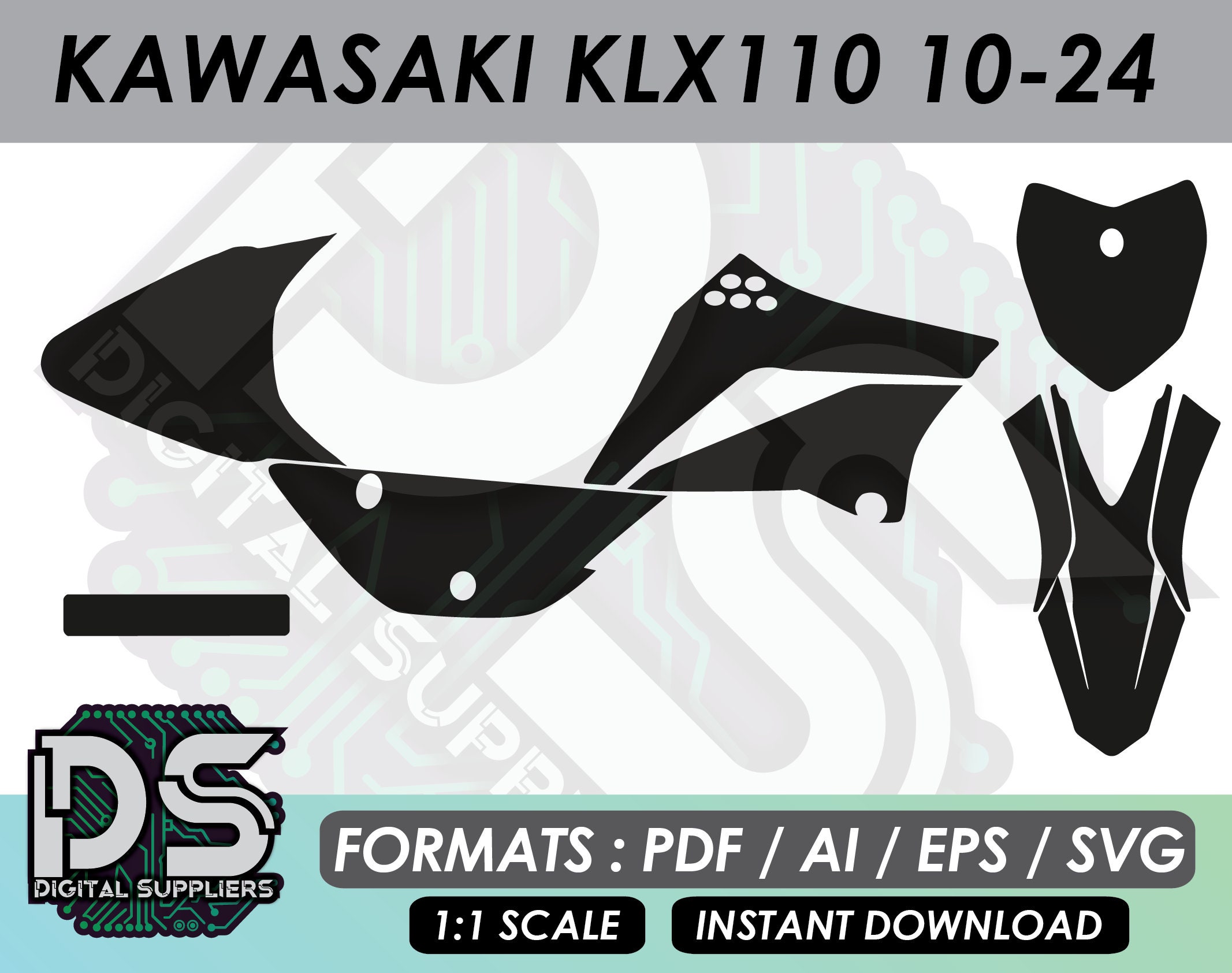 Kawasaki Klx110 2010-2025 Vector Templates for Custom