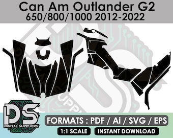 Plantillas vectoriales para kit gráfico de calcomanías cuádruples personalizadas Can Am Outlander G2 650 800 1000 2013-2022 / eps / ai / svg / pdf