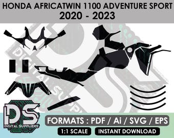 Honda AfricaTwin 1100 Adventure sport 2020-2023 vectorsjablonen voor aangepaste sticker grafische kit / eps / ai / svg / pdf / wrap-ontwerp 1:1