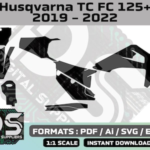 Husqvarna TC FC 125+ 2019 - 2022 vector templates for custom motocross sticker graphic kit / eps / ai / svg / pdf